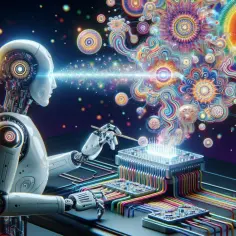 Robot tworzy barwne, psychodeliczne wzory, które przypominają halucynacje AI.