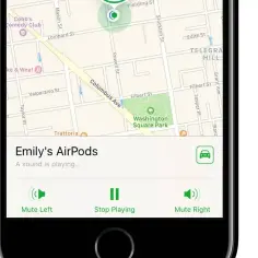 Aplikacja "Znajdź" pokazuje lokalizację zgubionych AirPods na mapie. Dźwięk pomaga je odnaleźć.