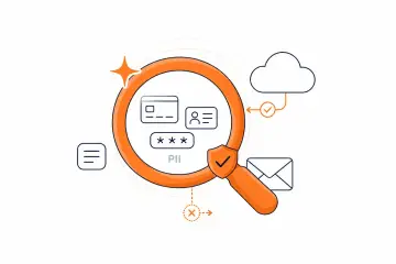 Grafika ilustruje, jak Cloudflare chroni dane osobowe (PII) – karty płatnicze, dane identyfikacyjne, hasła – przed zagrożeniami, symbolizując bezpieczeństwo w chmurze.